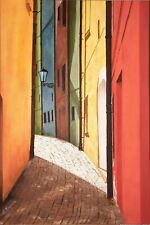 Elena Berest Original Oil Painting - Cityscape - Sunny Street  Wall art