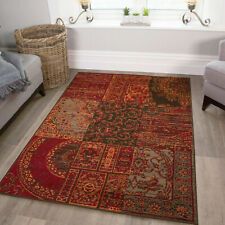 Red Patchwork Rug Warm Terracottta Contemporary Fall Rug Runner Small Large Rugs