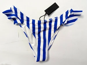 Kendall + Kylie Blue White Striped Ruffle Bikini Bottoms Sz Small NEW MSRP $120 - Picture 1 of 8