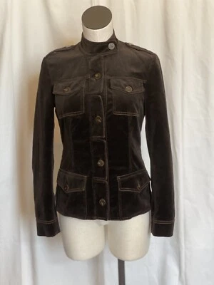 Chaqueta de terciopelo marrón talla 2 de Worth Lennon estilo abrigo de otoño blazer militar Foto 1 de 4