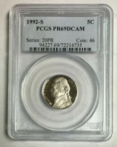 1992 S Proof Jefferson Nickel PR 69 DCAM PCGS SKU#4064 - Picture 1 of 2