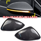 Pair Carbon Fiber Mirror Housing Cover Caps For Volkswagen VW Golf 7/MK7 R Gti