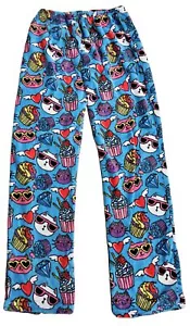 Women Sleep Pajama Pants Sleepwear Plush Fleece Fuzzy PJ, Cats & Cupcakes, Small - Picture 1 of 1