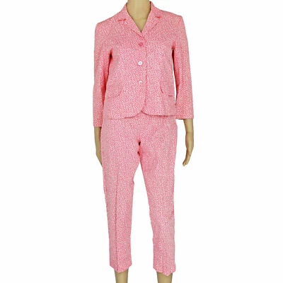 60s Vintage Regal Crop Pant 3/4 Sleeve Jacket Suit Set, Pink Floral Cotton, XS 2 - Image 1 of 4