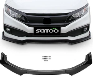 Gloss Black For Honda Civic 2016-2020 Sedan Hatchback Front Bumper Lip Spoiler - Picture 1 of 10