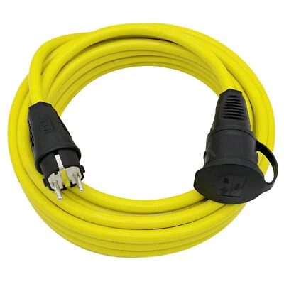 Schuko Verlängerungskabel 230V IP54 Stromkabel H07BQ-F 3x2,5mm² in gelb 2-50m - Bild 1 von 4