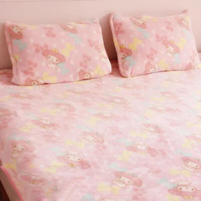 My Melody Pink Fleece Blanket Bed Sheet Plush Tapestry Bedding Sheet Cute Warm - Image 1 of 4
