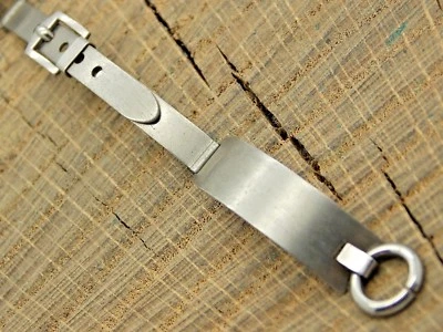 Correa de reloj vintage de acero inoxidable Gemex con hebilla y extremo de anillo para damas Nuevo de Lote Antiguo Sin Usar Foto 1 de 4