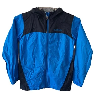 Columbia Blue Black unisex Kids Windbreaker Youth Medium 10/12 - Picture 1 of 19