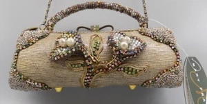 Rare Mary Frances Diamond Lily 3D Hand Beaded Rhinestone Purse Crossbody w/ Tag - Picture 1 of 22