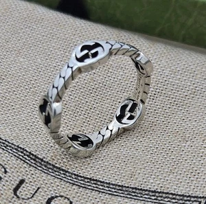 Gucci Ring, ineinandergreifende G 5 Station, 5, mm Sterlingsilber, Größe 8, neu - Bild 1 von 6