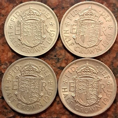 Moneda de media corona de Gran Bretaña 1961 (1 moneda por venta elegida al azar) - #B6509 Foto 1 de 2