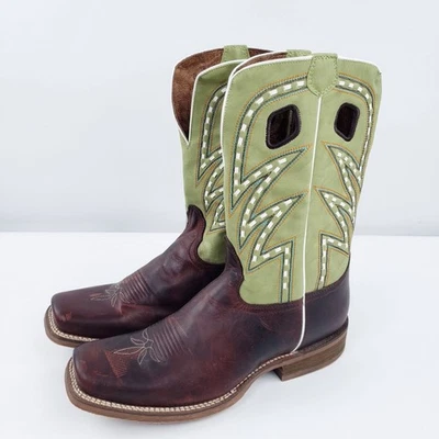 Botas occidentales Nocona para hombre talla 10D dos tonos puntada de silla de montar punta cuadrada ancha cuero Foto 1 de 4