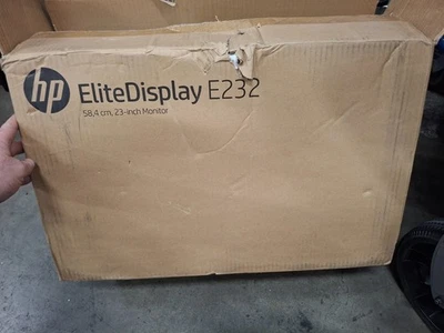 23" HP ELITEDISPLAY E232 Monitor 1920x1080 VGA, HDMI, Display Port NEW OPEN BOX - Image 1 of 3