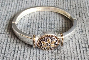 NAPIER SILBER ARMREIF ARMBAND MIT SILBER/GOLD BLUMEN DESIGN VINTAGE - Bild 1 von 9