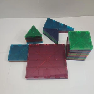 31 Piece Lot Set Magna-Tiles 3D Magnetic Building Toys Train Car Base - Picture 1 of 2