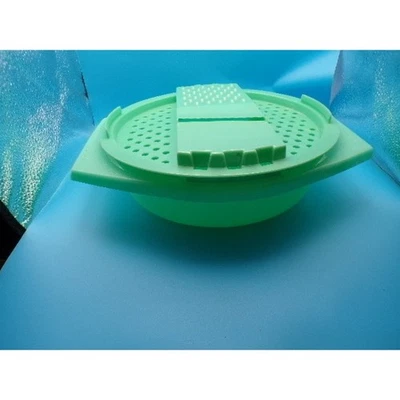 Tupperware Mint Green Bowl Colander Grater Set Kitchen Prep Serving - Image 1 of 4
