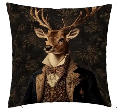 Herbst Winter Luxus Deko Kissen 45 cm wie Kare Geschenk Nostalgie Hirsch Steam - Bild 1 von 2