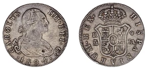 4 SILVER REALES / PLATA. CHARLES IV - CARLOS IV. MADRID, 1804. VF+ / MBC+. - Imagen 1 de 1