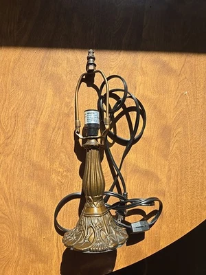 Tiffany Style 13.5" Lamp Base ONLY / Cast Metal / No Harp / Stained Glass  - Image 1 of 4