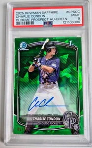 2025 Bowman Draft Charlie Condon 1st Bowman Sapphire Refractor Auto #/99 PSA 9 - Picture 1 of 2