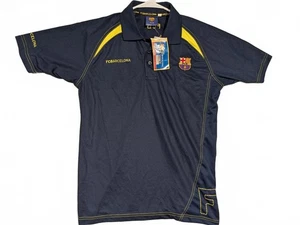 FC Barcelona Polo Shirt Yellow Fluor Trim Official Product Mens Small NWT - Picture 1 of 7
