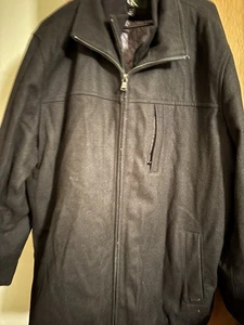 Calvin Klein Men’s Size 2XL Black Wool Winter Coat Quilted Double Zipper - Picture 1 of 13