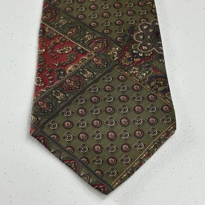 Corbata de Lunares Abstracta De Colección Croft & Barrow Etiqueta Verde Roja Multicolor Paisley 57" Foto 1 de 4