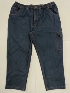 Haband Casual Joe Men's Dark Blue Elastic Waist Taper Leg Jeans Size 44s - Picture 1 of 9