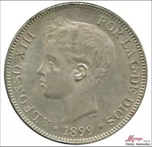 España Alfonso XIII 5 pesetas 1899 (*18*99) SGV - 25 gr. plata S/C- aUNC - Picture 1 of 2