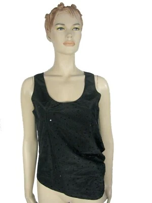 Blusa de lujo de seda de algodón adornada con secuencias talla 12 nueva sin etiquetas Donna KARAN  Foto 1 de 4