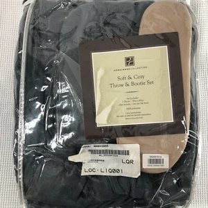 Concierge Collection Throw & Bootie Set Soft Plush Gray 1 throw 1 pair booties - Picture 1 of 4
