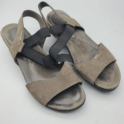 Sandálias femininas Mephisto sapatos couro acastanhado escuro alças ajustáveis tamanho 8 38 usadas - Imagem 1 de 4