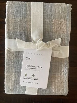 Pottery Barn Dalton Azul Gris King Sham Buffalo Check - NUEVO en Paquete Foto 1 de 4