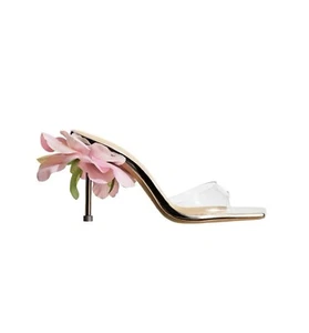 NUEVO 🌹H&M MAGDA BUTRYM Rosa Aplique Transparente Correa Mules Zapatos 38 UK 5 US 7 - Imagen 1 de 6