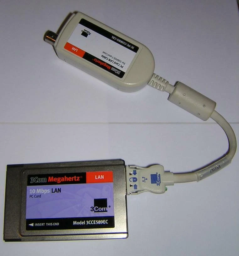 3Com Megahertz PCMCIA 10Mbps Ethernet LAN PC Card + Dongle Cable 3CCE589EC - Image 1 of 1