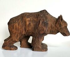 1930'S  VINTAGE BLACK FOREST HAND CARVED WEIGHTY & CHARACTERFUL 7.5" WOODEN BEAR