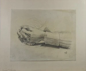 Dibujo Ilustración Lápiz Manos Max Radler Monogramado 1938 - Imagen 1 de 6