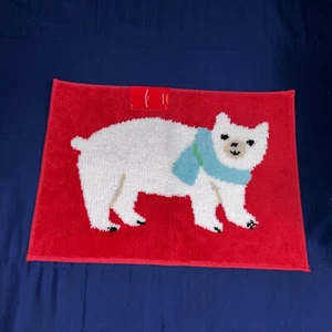Wondershop Bath Rug New 17 × 24" Bear Rubber Back Red And White - Picture 1 of 7