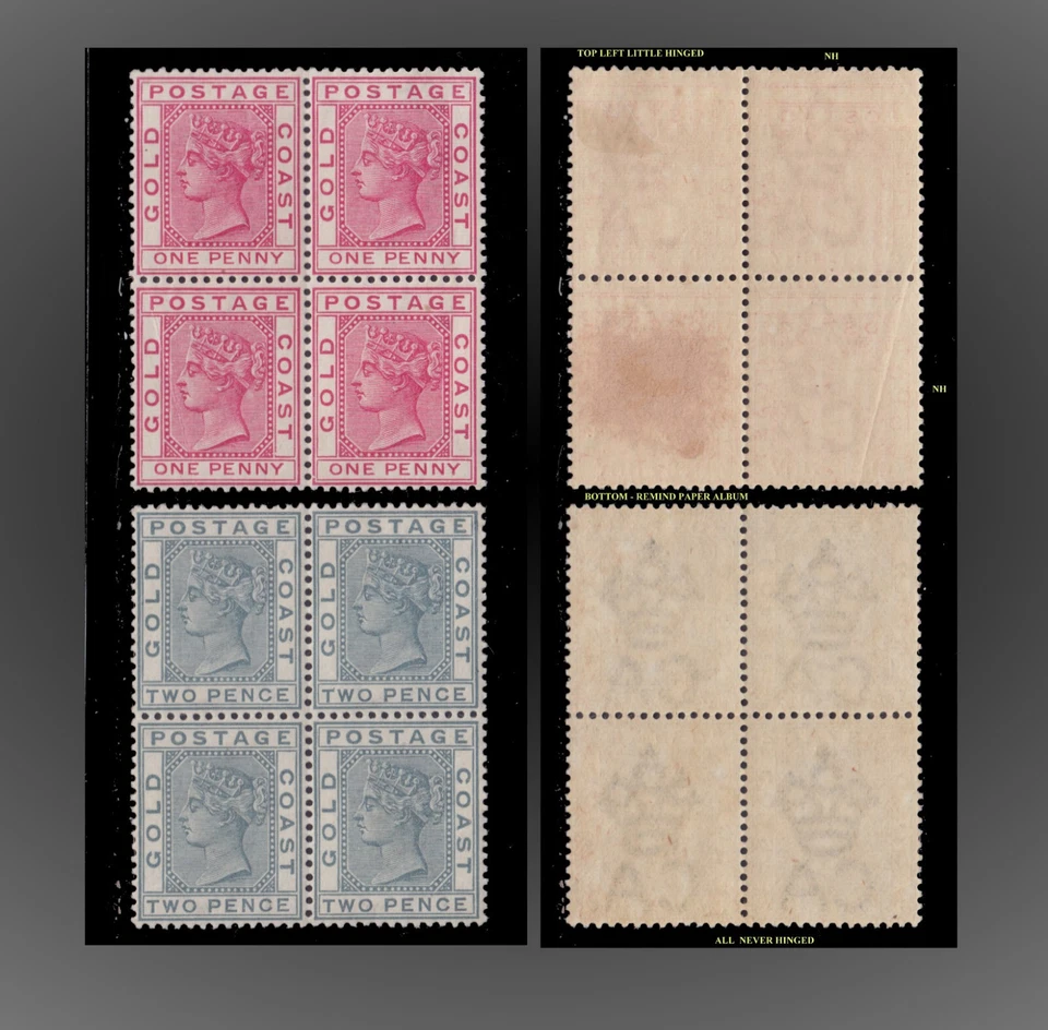 1884 GOLD COAST QUEEN VICTORIA ON BLK.4 NH,H 1,2P REOSE, GRAY SCT.13 14 SG.13 14 - Image 1 of 1