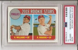 Tarjeta de novato Topps Heritage 2018 de Nick Williams Rhys Hoskins PSA 10 gemas como nueva - Imagen 1 de 2