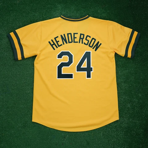 Rickey Henderson Oakland Athletics Gold Throwback Cooperstown Men's Jersey Cover