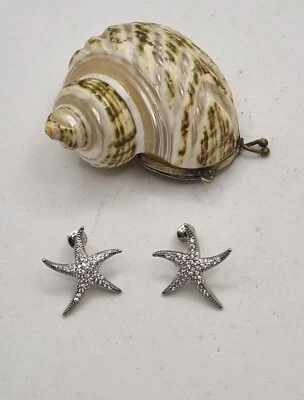 ORECCHINI A LOBO in argento con stella marina pavettata, orecchini estivi - Immagine 1 di 4