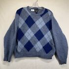 Vintage wełniany sweter dziadka męski EXTRA SMALL BOXY Argyle geometryczny grunge EUC
