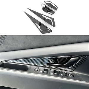 Carbon Fiber Inner Door Handle Bowl Panel Cover Trim For Hyundai Elantra 2021-25 - Picture 1 of 8