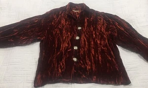 Double D Ranch Wear Maroon Crushed Velvet Concho Button Up Shirt Womens sz Mediu - Picture 1 of 12