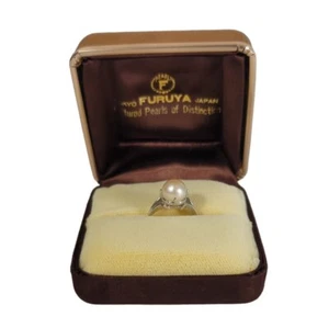 Anello Vintage Furuya Perla Giapponese Coltivata Akoya Perla Metà Secolo Argento Sterling - Foto 1 di 17