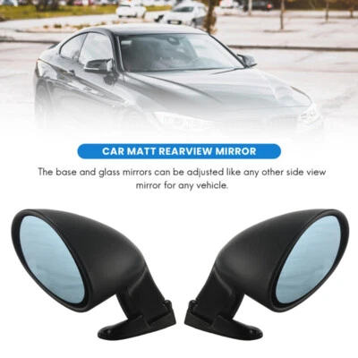 Car Classic Retro Door Wing Side Mirror Matte Rearview Mirror Black L+R Blue Kit - Image 1 of 4