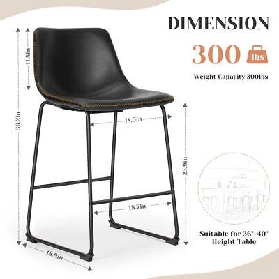 Paquete de 2 taburetes de bar ZUNMOS altura mostrador con respaldo metal cuero PU Foto 1 de 4