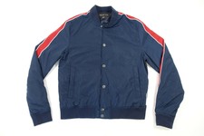 MICHAEL KORS STRIPED SLEEVE BLUE RED MEDIUM WINDBREAKER BOMBER JACKET